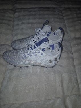 Under Armour White Cleats with Purple Accents